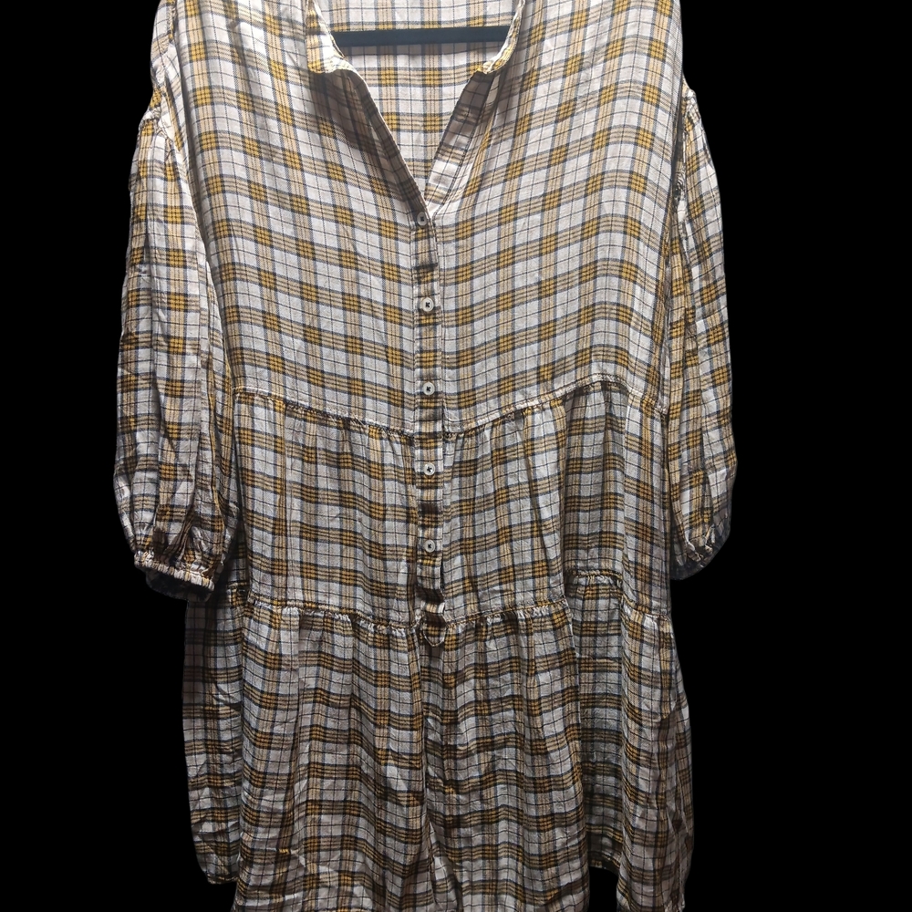 Max Studio Plaid Midi Dress - Yellow and Black